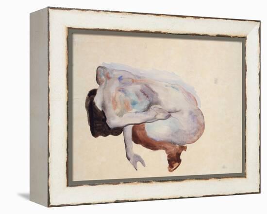 Crouching Nude in Shoes and Black Stockings, Back View, 1912-Egon Schiele-Framed Premier Image Canvas