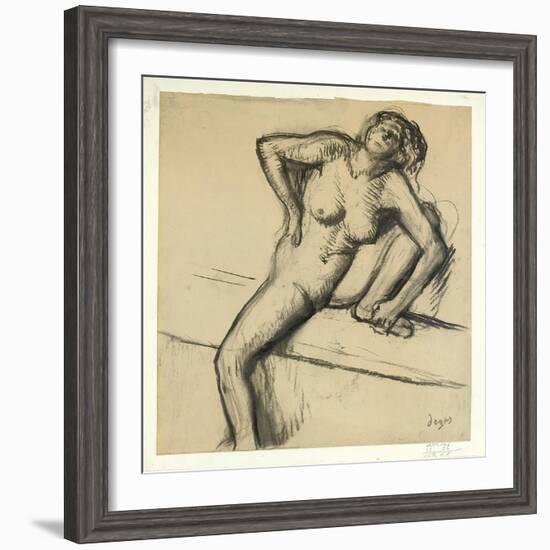 Crouching Nude; Nu Accroupi, 1890s-Edgar Degas-Framed Giclee Print