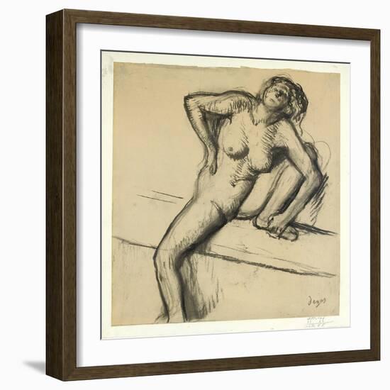 Crouching Nude; Nu Accroupi, 1890s-Edgar Degas-Framed Giclee Print