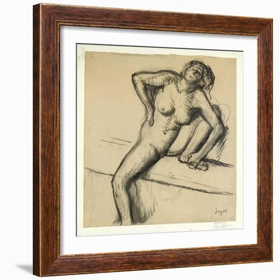 Crouching Nude; Nu Accroupi, 1890s-Edgar Degas-Framed Giclee Print