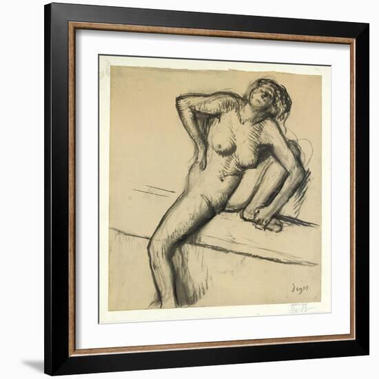 Crouching Nude; Nu Accroupi, 1890s-Edgar Degas-Framed Giclee Print