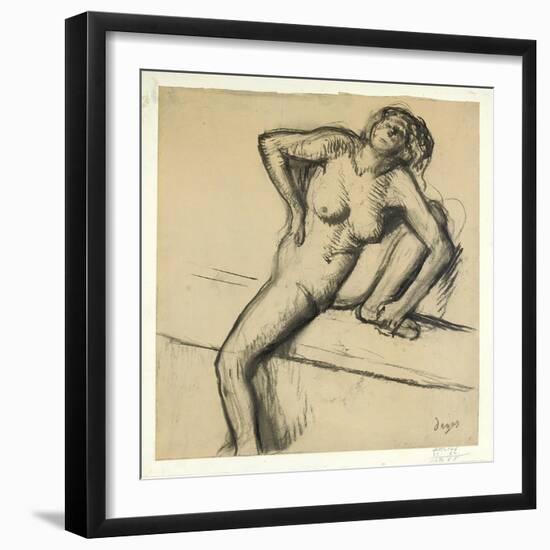 Crouching Nude; Nu Accroupi, 1890s-Edgar Degas-Framed Giclee Print