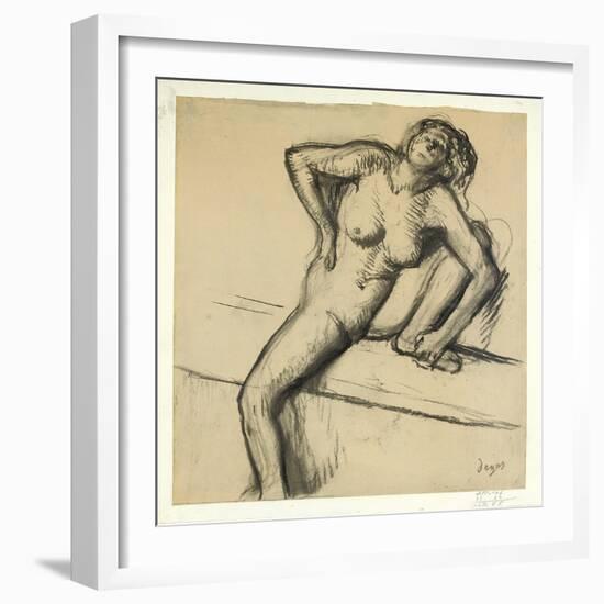 Crouching Nude; Nu Accroupi, 1890s-Edgar Degas-Framed Giclee Print