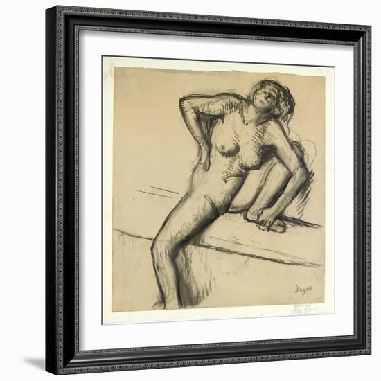 Crouching Nude; Nu Accroupi, 1890s-Edgar Degas-Framed Giclee Print