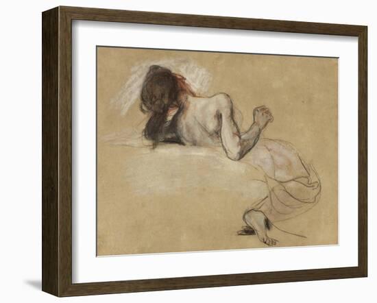 Crouching woman, 1827-Ferdinand Victor Eugene Delacroix-Framed Giclee Print