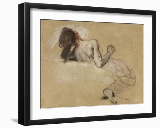 Crouching woman, 1827-Ferdinand Victor Eugene Delacroix-Framed Giclee Print