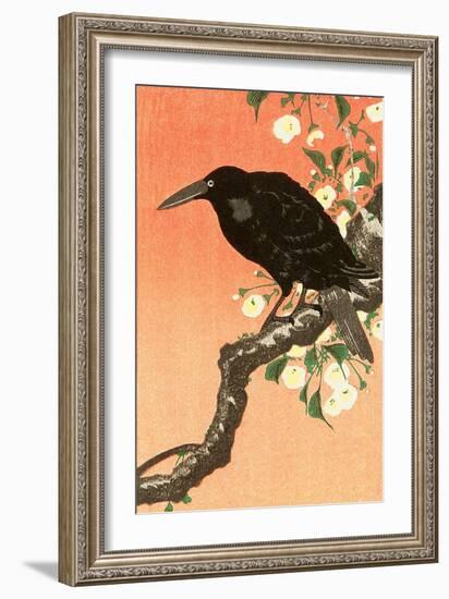 Crow Against Orange Sky-Koson Ohara-Framed Giclee Print