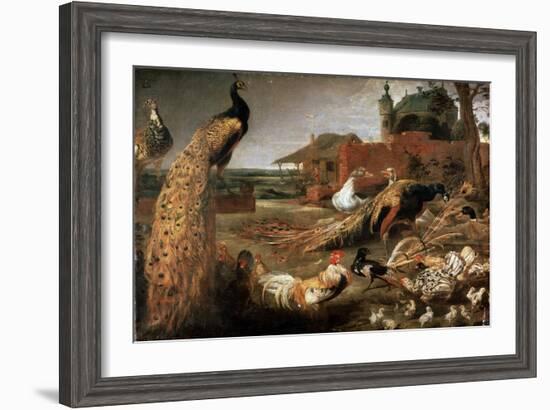 Crow in Peacock's Fathers, C1615-1690-Pauwel de Vos-Framed Giclee Print