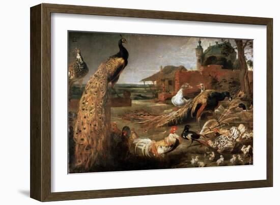 Crow in Peacock's Fathers, C1615-1690-Pauwel de Vos-Framed Giclee Print