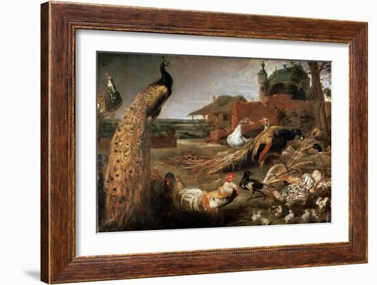 Crow in Peacock's Fathers, C1615-1690-Pauwel de Vos-Framed Giclee Print