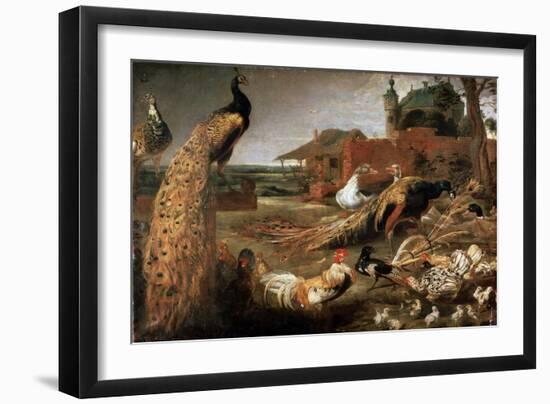 Crow in Peacock's Fathers, C1615-1690-Pauwel de Vos-Framed Giclee Print