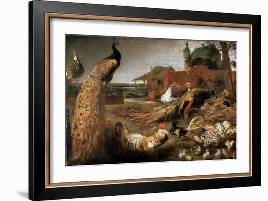 Crow in Peacock's Fathers, C1615-1690-Pauwel de Vos-Framed Giclee Print