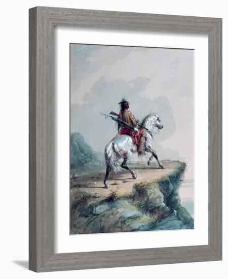 Crow Indian on the Lookout-Alfred Jacob Miller-Framed Giclee Print