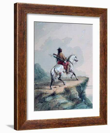 Crow Indian on the Lookout-Alfred Jacob Miller-Framed Giclee Print