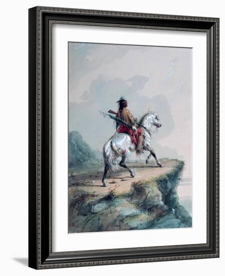 Crow Indian on the Lookout-Alfred Jacob Miller-Framed Giclee Print