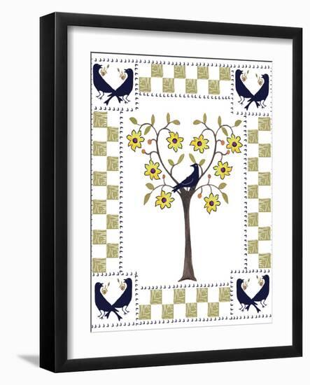 Crow Sunflower Tree-Cheryl Bartley-Framed Giclee Print