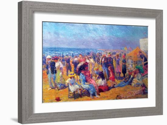 Crowd at the Beach-William Glackens-Framed Art Print