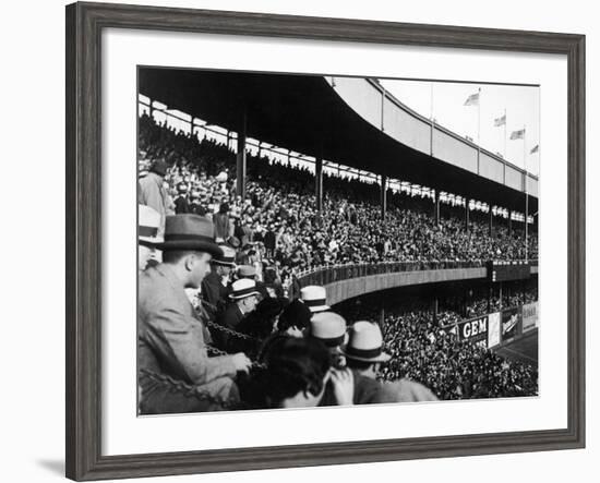 Crowd Attending a New York Yankee Baseball Game at Yankee Stadium-null-Framed Photographic Print