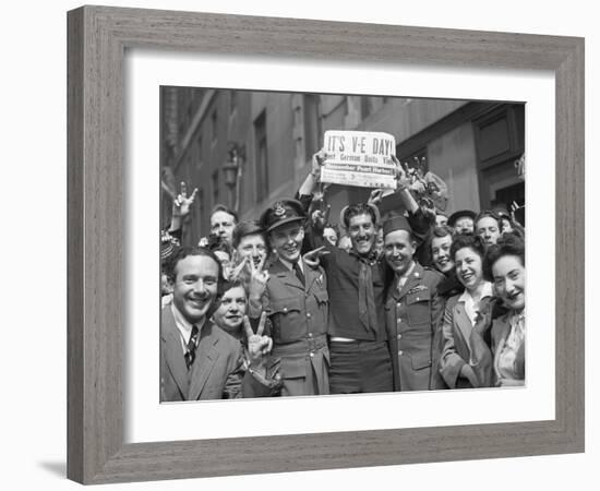 Crowd Celebrating Victory Day in times Square-Emil Herman-Framed Photographic Print