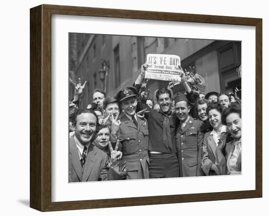 Crowd Celebrating Victory Day in times Square-Emil Herman-Framed Photographic Print