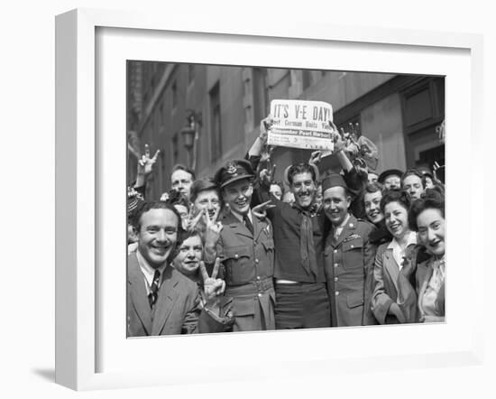 Crowd Celebrating Victory Day in times Square-Emil Herman-Framed Photographic Print