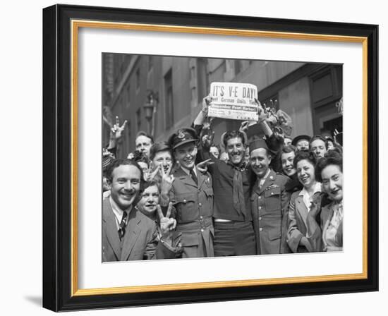 Crowd Celebrating Victory Day in times Square-Emil Herman-Framed Photographic Print