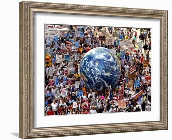 Crowd Fills a Manhattan Avenue During a Protest March in New York-null-Framed Photographic Print
