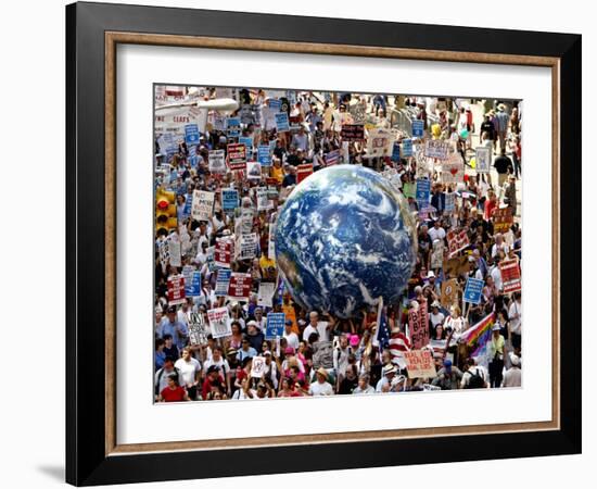 Crowd Fills a Manhattan Avenue During a Protest March in New York-null-Framed Photographic Print