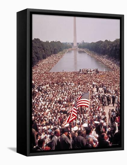 Crowd Gathered on Washington Monument Mall for March on Wash. for Jobs and Freedom-Paul Schutzer-Framed Premier Image Canvas