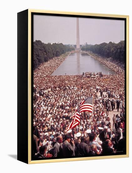 Crowd Gathered on Washington Monument Mall for March on Wash. for Jobs and Freedom-Paul Schutzer-Framed Premier Image Canvas