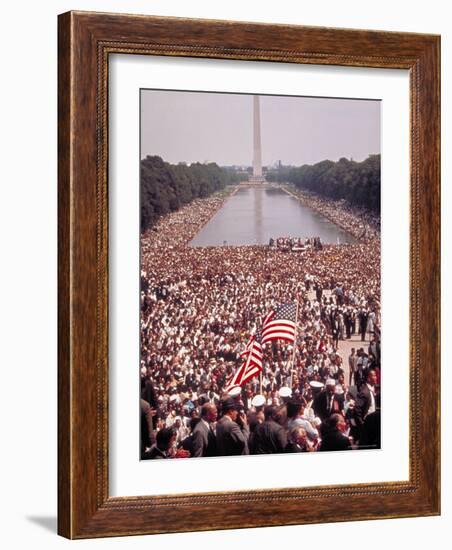 Crowd Gathered on Washington Monument Mall for March on Wash. for Jobs and Freedom-Paul Schutzer-Framed Photographic Print