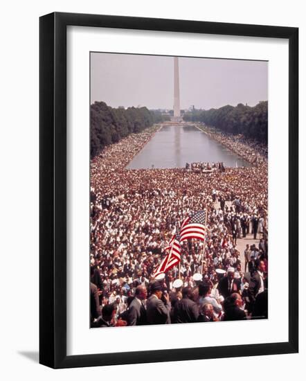 Crowd Gathered on Washington Monument Mall for March on Wash. for Jobs and Freedom-Paul Schutzer-Framed Photographic Print