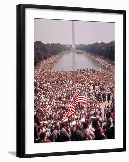 Crowd Gathered on Washington Monument Mall for March on Wash. for Jobs and Freedom-Paul Schutzer-Framed Photographic Print