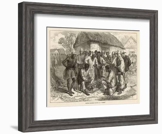 Crowd Gathers to Watch Two People Play the West African Game of Wharri-null-Framed Art Print