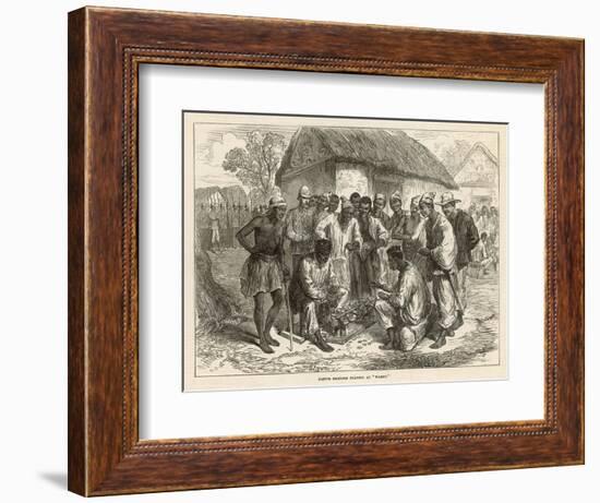 Crowd Gathers to Watch Two People Play the West African Game of Wharri-null-Framed Art Print