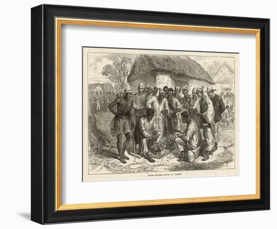 Crowd Gathers to Watch Two People Play the West African Game of Wharri-null-Framed Art Print