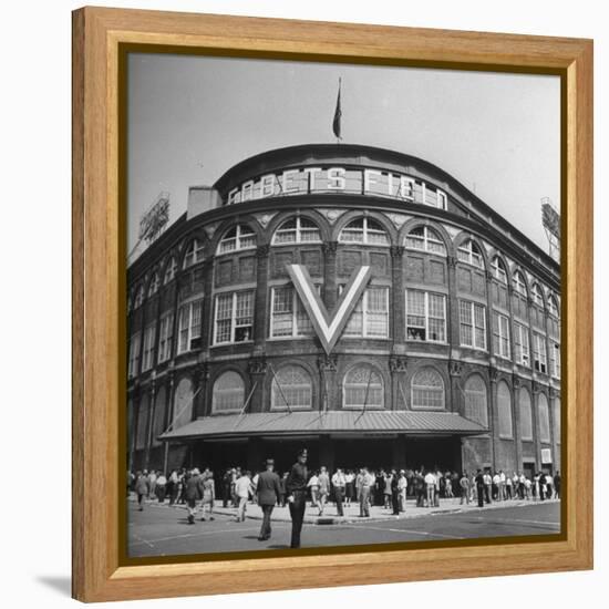 Crowd of Baseball Fans Lining Up to See Game at Ebbets Field-Ed Clark-Framed Premier Image Canvas