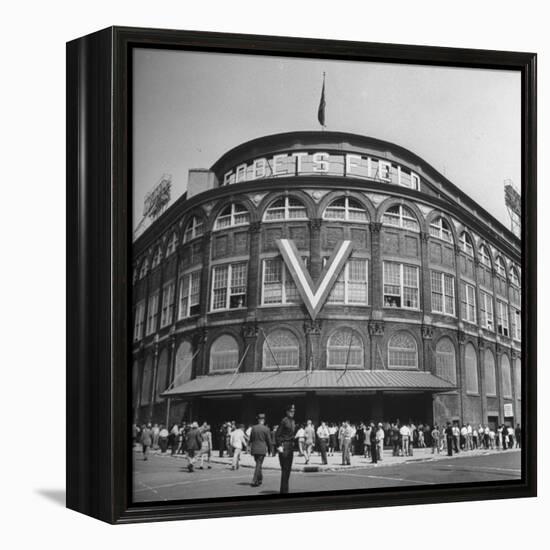 Crowd of Baseball Fans Lining Up to See Game at Ebbets Field-Ed Clark-Framed Premier Image Canvas