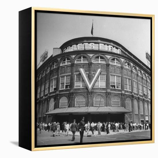Crowd of Baseball Fans Lining Up to See Game at Ebbets Field-Ed Clark-Framed Premier Image Canvas