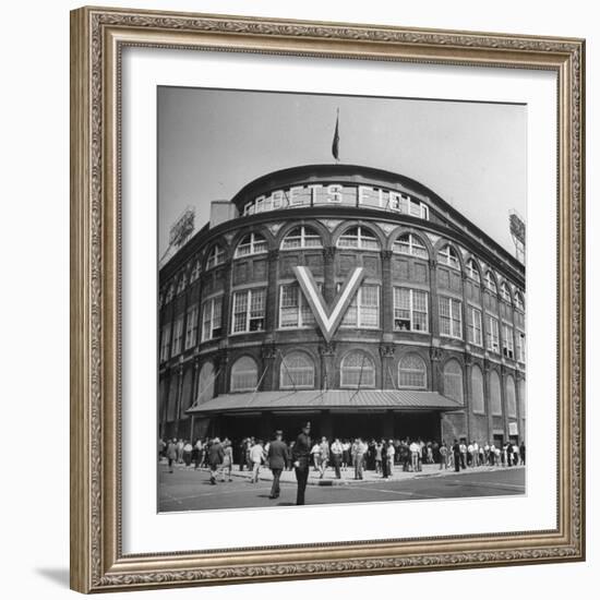 Crowd of Baseball Fans Lining Up to See Game at Ebbets Field-Ed Clark-Framed Photographic Print