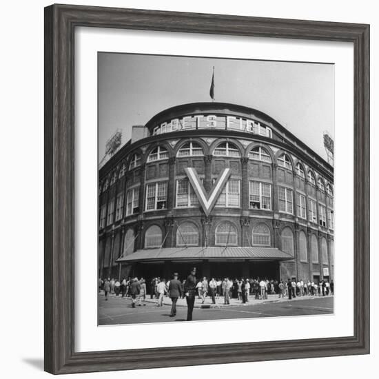 Crowd of Baseball Fans Lining Up to See Game at Ebbets Field-Ed Clark-Framed Photographic Print