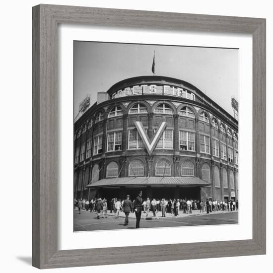 Crowd of Baseball Fans Lining Up to See Game at Ebbets Field-Ed Clark-Framed Photographic Print