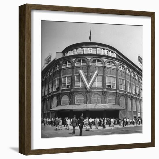 Crowd of Baseball Fans Lining Up to See Game at Ebbets Field-Ed Clark-Framed Photographic Print