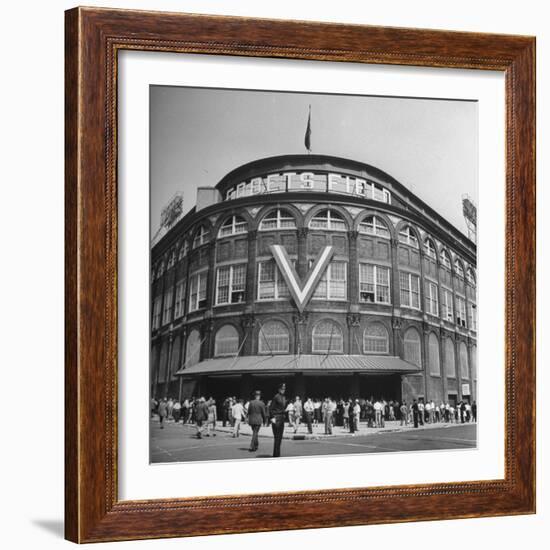 Crowd of Baseball Fans Lining Up to See Game at Ebbets Field-Ed Clark-Framed Photographic Print