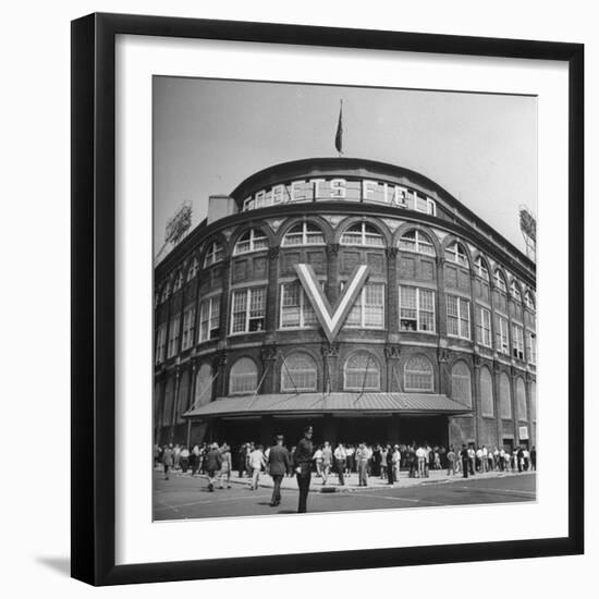 Crowd of Baseball Fans Lining Up to See Game at Ebbets Field-Ed Clark-Framed Photographic Print