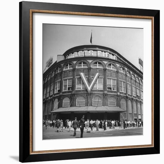 Crowd of Baseball Fans Lining Up to See Game at Ebbets Field-Ed Clark-Framed Photographic Print