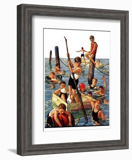 "Crowd of Boys Swimming,"July 28, 1928-Eugene Iverd-Framed Giclee Print