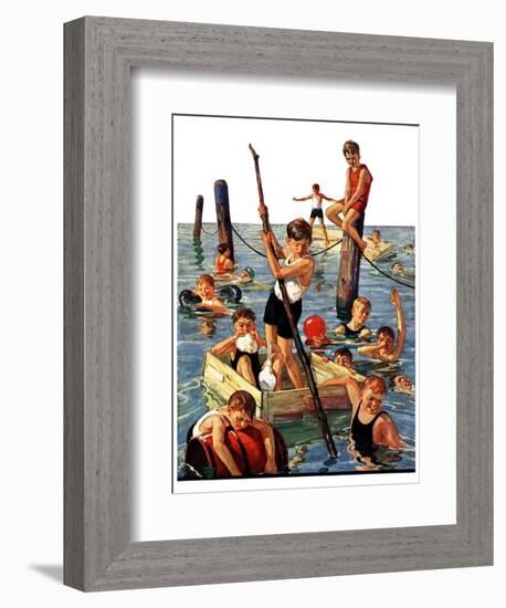 "Crowd of Boys Swimming,"July 28, 1928-Eugene Iverd-Framed Giclee Print