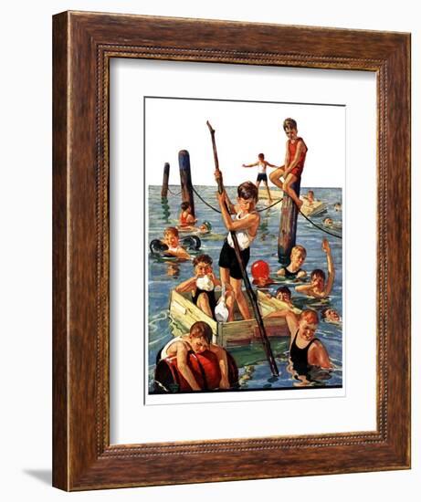 "Crowd of Boys Swimming,"July 28, 1928-Eugene Iverd-Framed Giclee Print