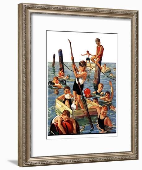 "Crowd of Boys Swimming,"July 28, 1928-Eugene Iverd-Framed Giclee Print